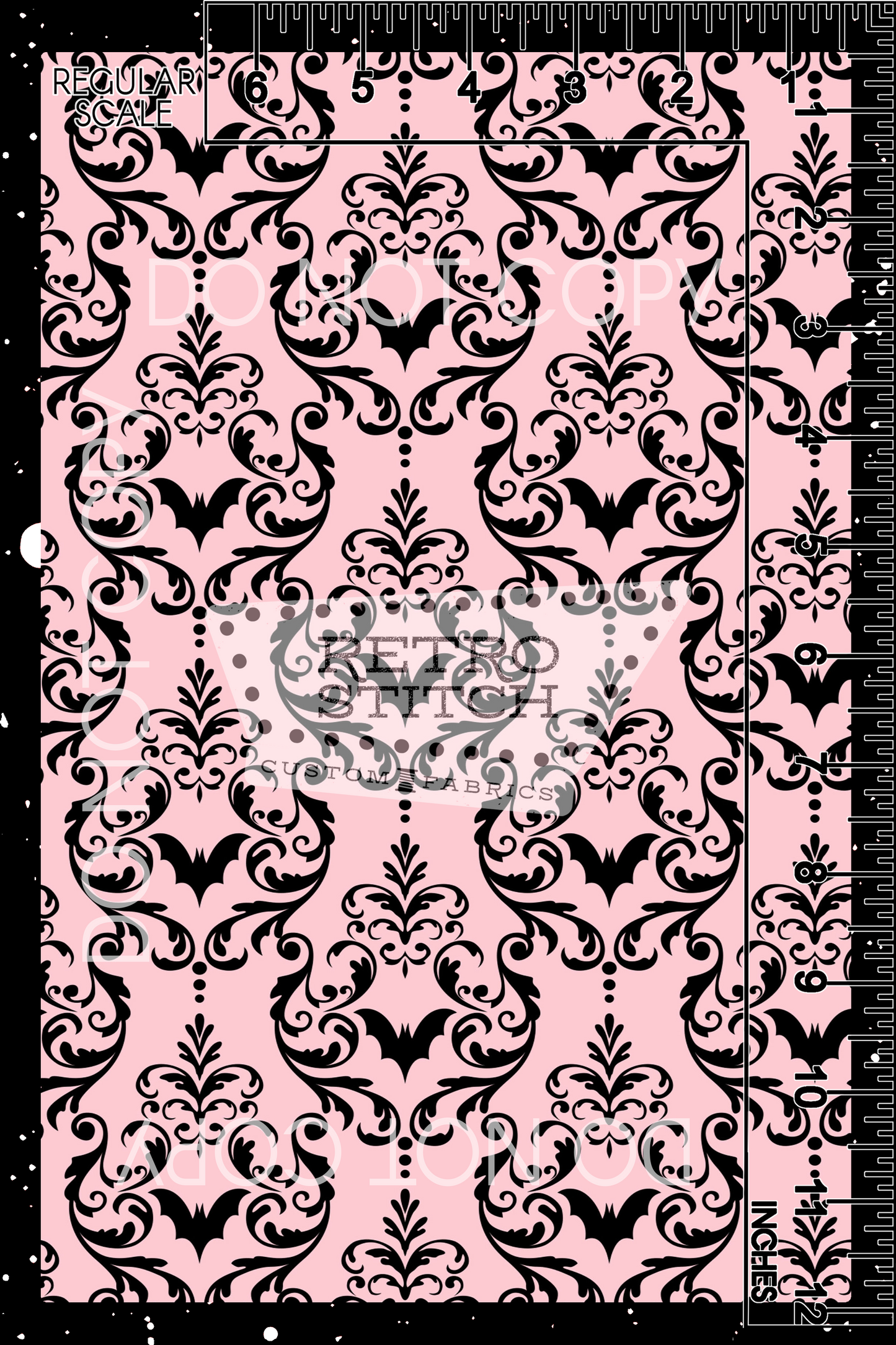 Bat Damask - Pink & Black