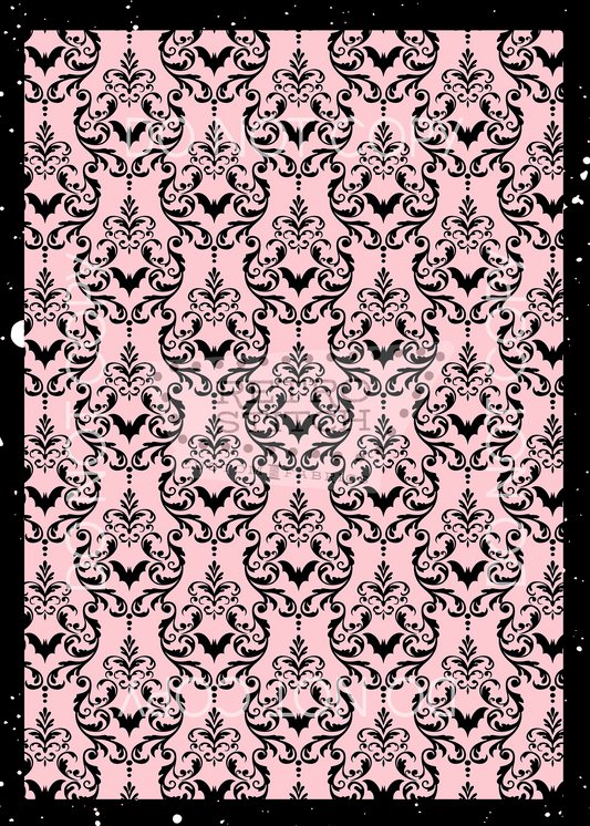 Bat Damask - Pink & Black