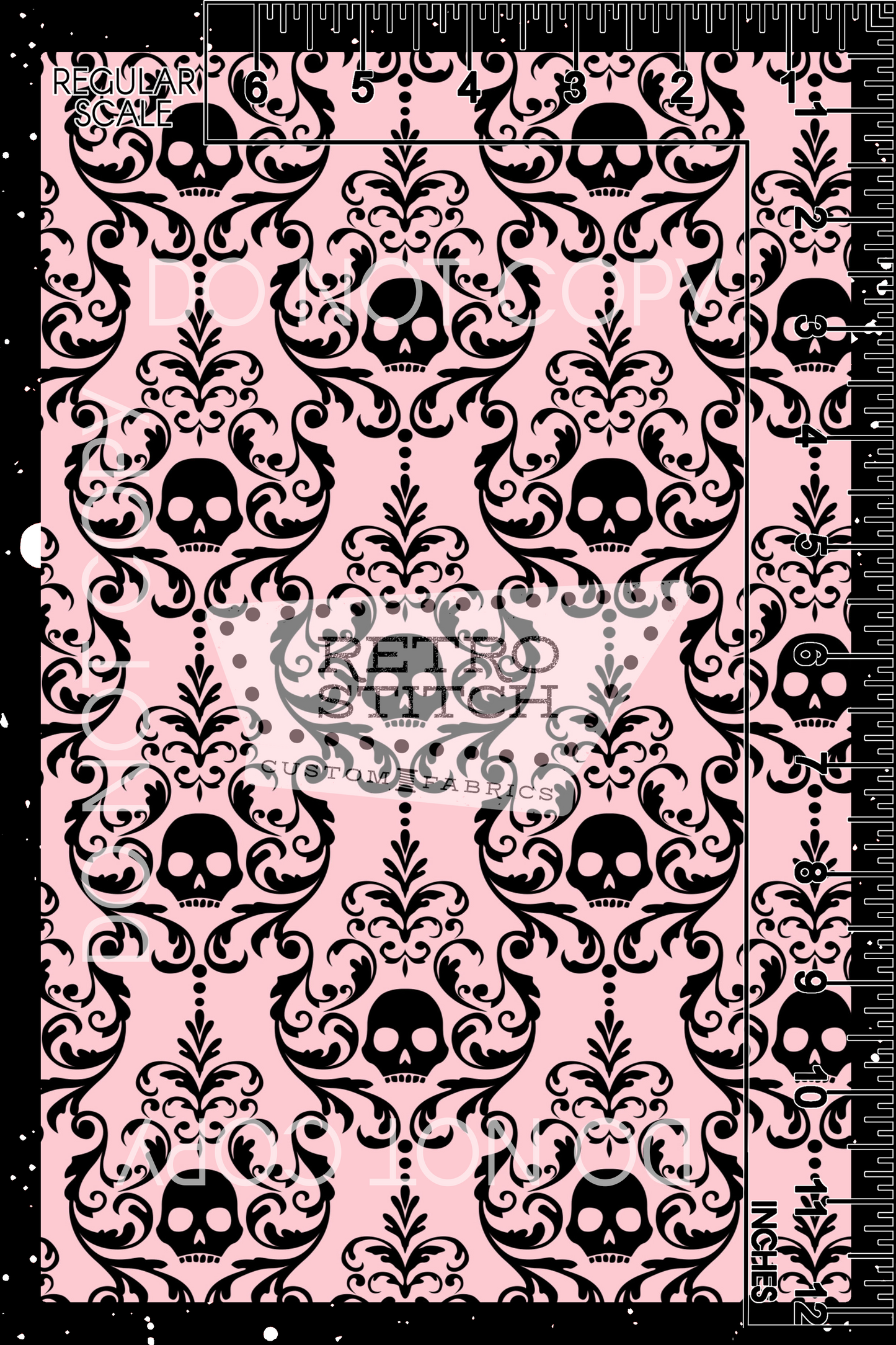 Skull Damask - Pink & Black - VINYL