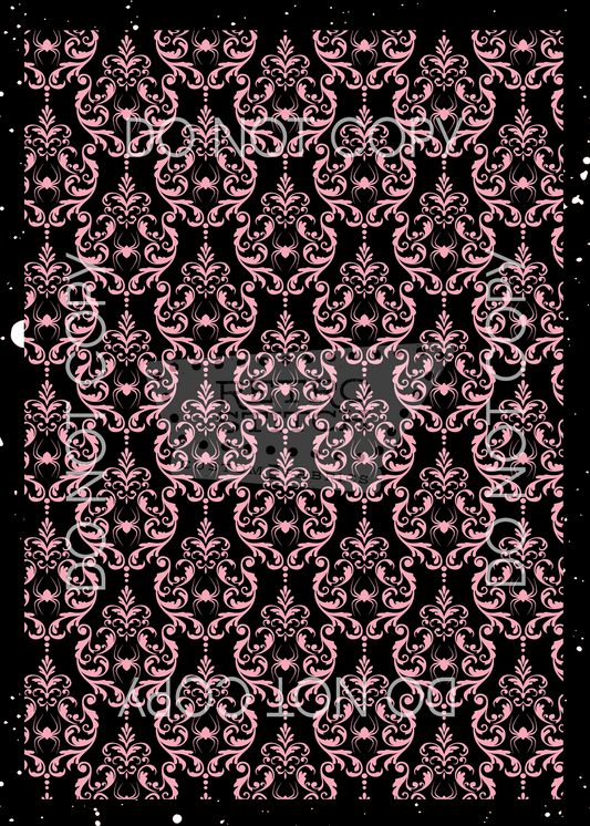 Spider Damask - Black & Pink