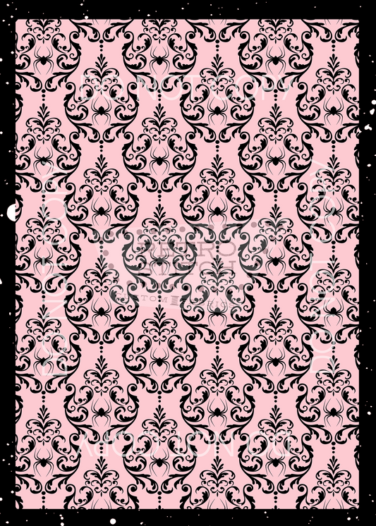 Spider Damask - Pink & Black